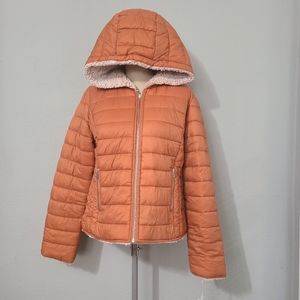 Love Tree‎ Women''s Junior's Reversible Teddy Bear Puffer Jacket Size Large
